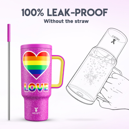 40oz Tumbler With Straw Rainbow Heart Collection-Rainbow Heart