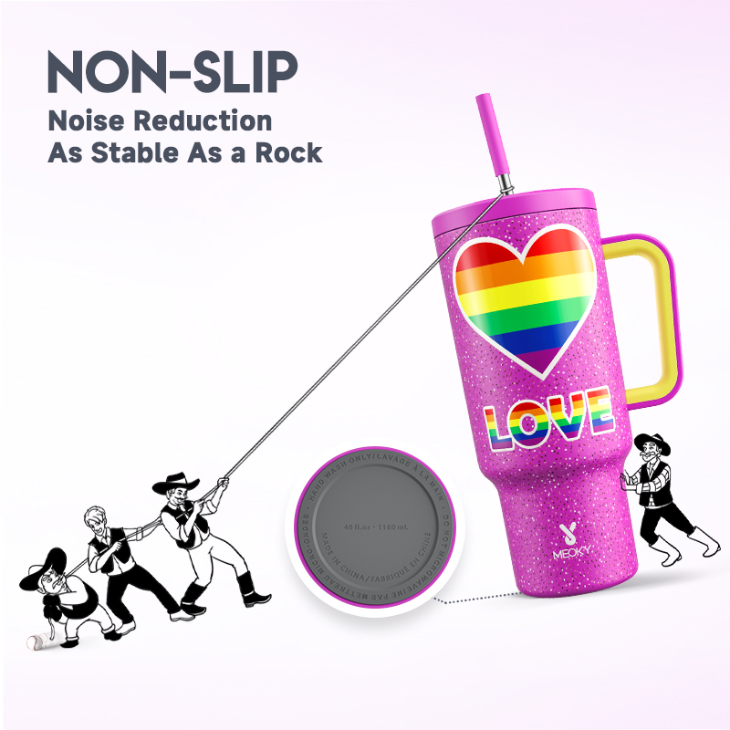 40oz Tumbler With Straw Rainbow Heart Collection-Rainbow Heart