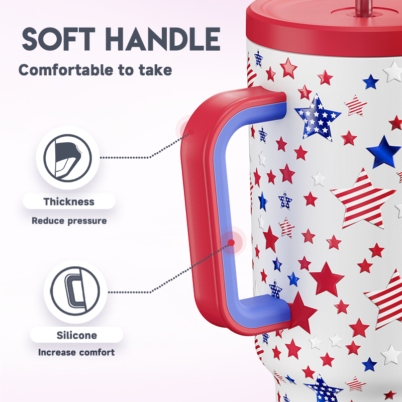 40oz Tumbler With Straw Memorial Day Collection-Stars