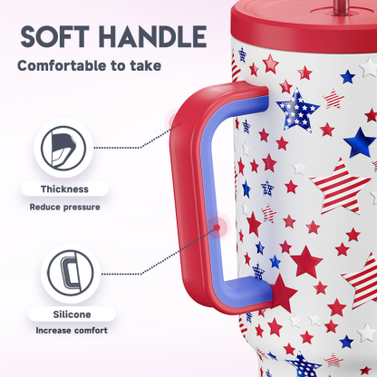 40oz Tumbler With Straw Memorial Day Collection-Stars