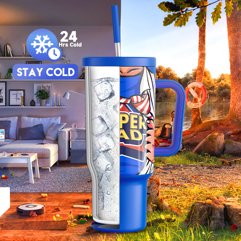 40oz Tumbler With Straw Father's Day Collection-Super Dad