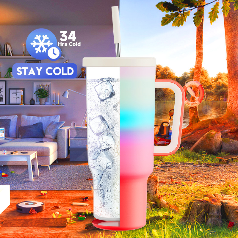 40oz Tumbler With Straw Gradient Collection-Sweet Circle