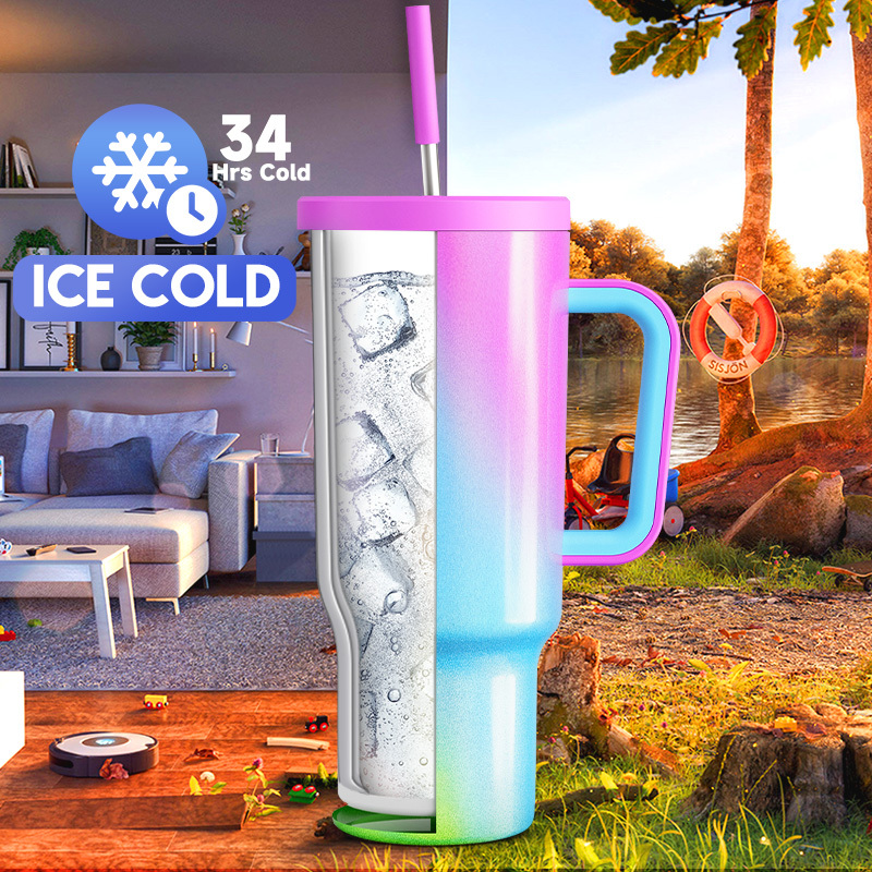 40oz Tumbler With Straw Gradient Collection-Tricolor