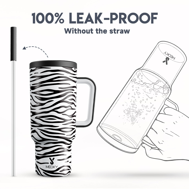 40oz Tumbler With Straw Animal Print Collection-Zebra