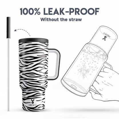 40oz Tumbler With Straw Animal Print Collection-Zebra