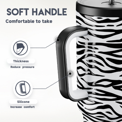 40oz Tumbler With Straw Animal Print Collection-Zebra