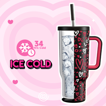 40oz Tumbler With Straw Valentine Collection-Black Valentine