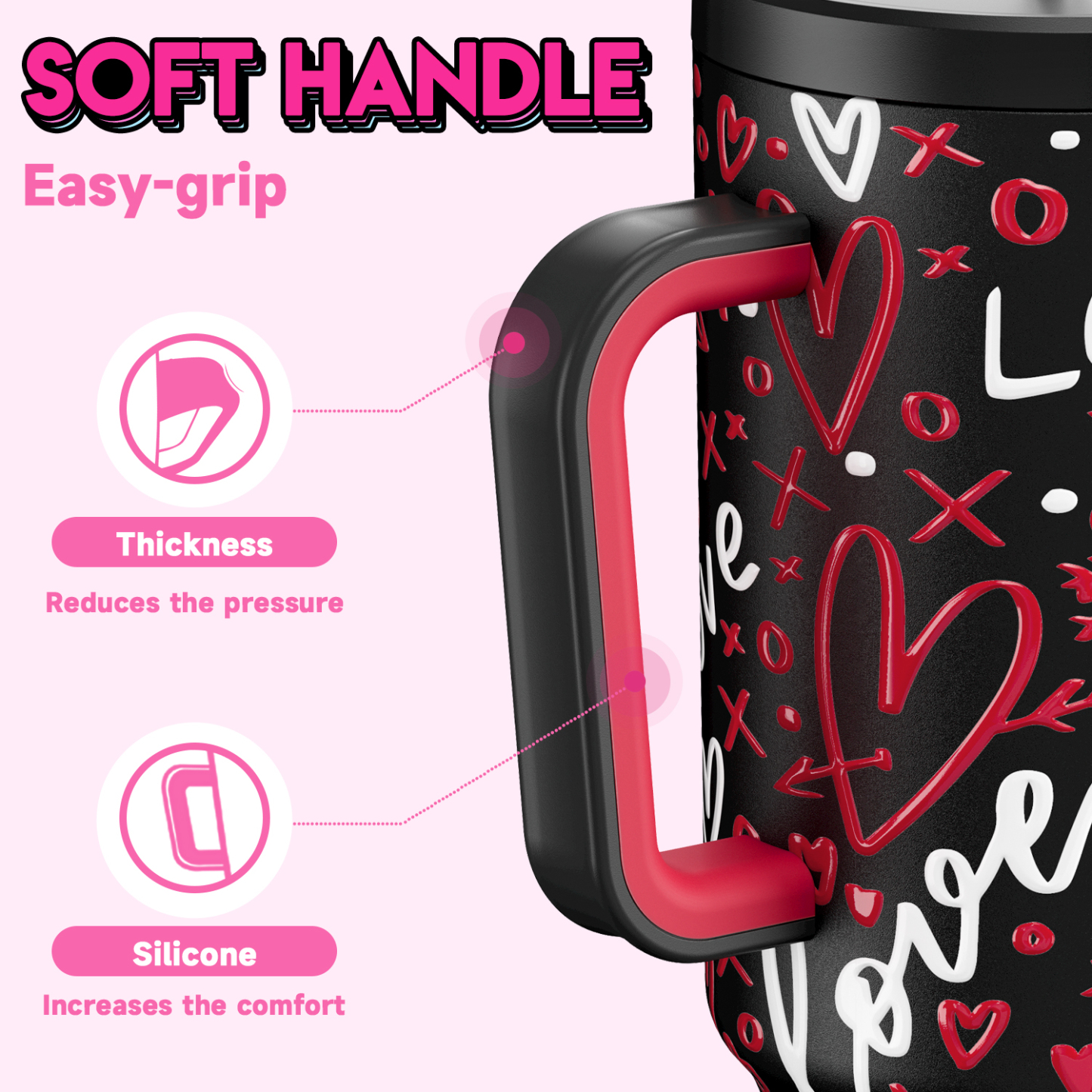 40oz Tumbler With Straw Valentine Collection-Black Valentine