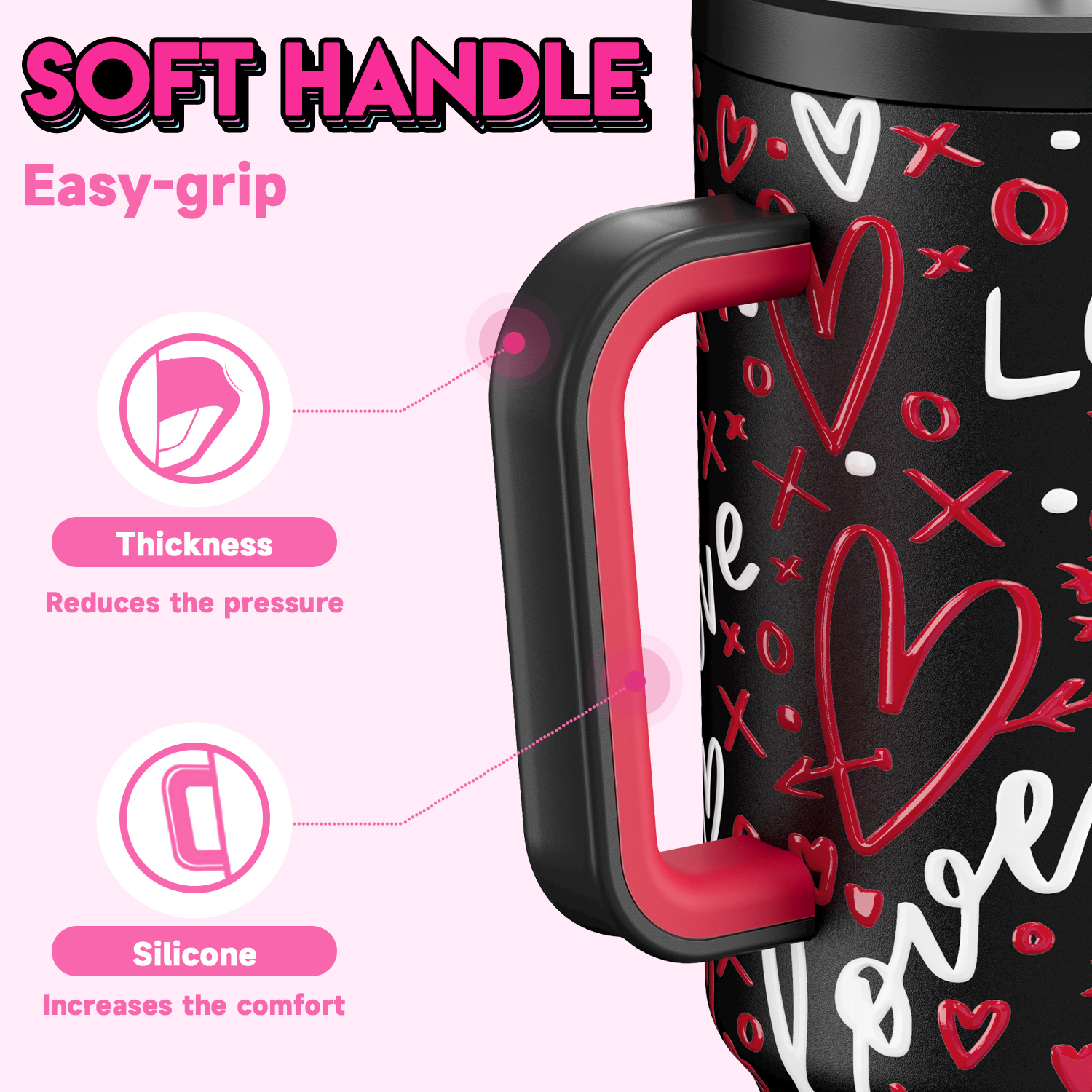 40oz Tumbler With Straw Valentine Collection-Black Valentine
