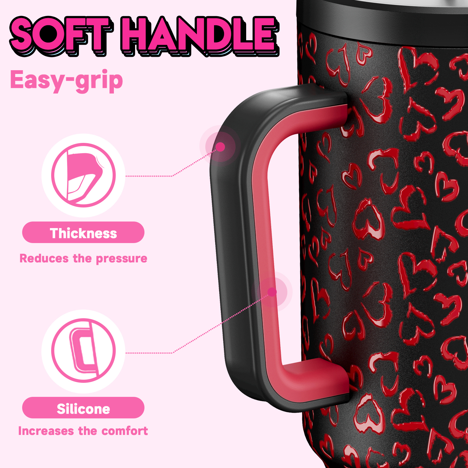 40oz Tumbler With Straw Valentine Collection-Black Love