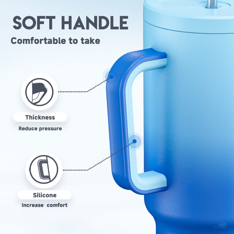 40oz Tumbler With Straw Gradient Collection-blue sky