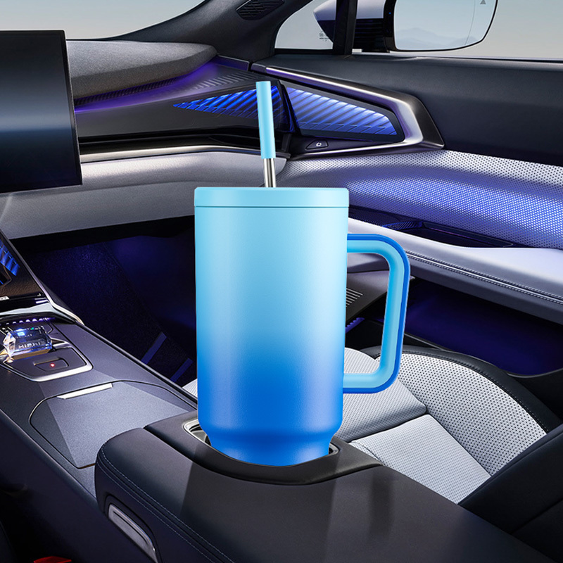 40oz Tumbler With Straw Gradient Collection-blue sky