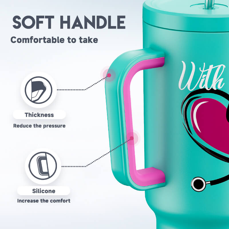 40oz Tumbler With Straw Nurses Day Collection-Caring Hearts