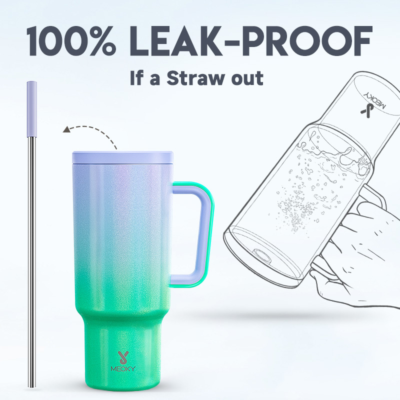 40oz Tumbler With Straw Gradient Collection-green purple