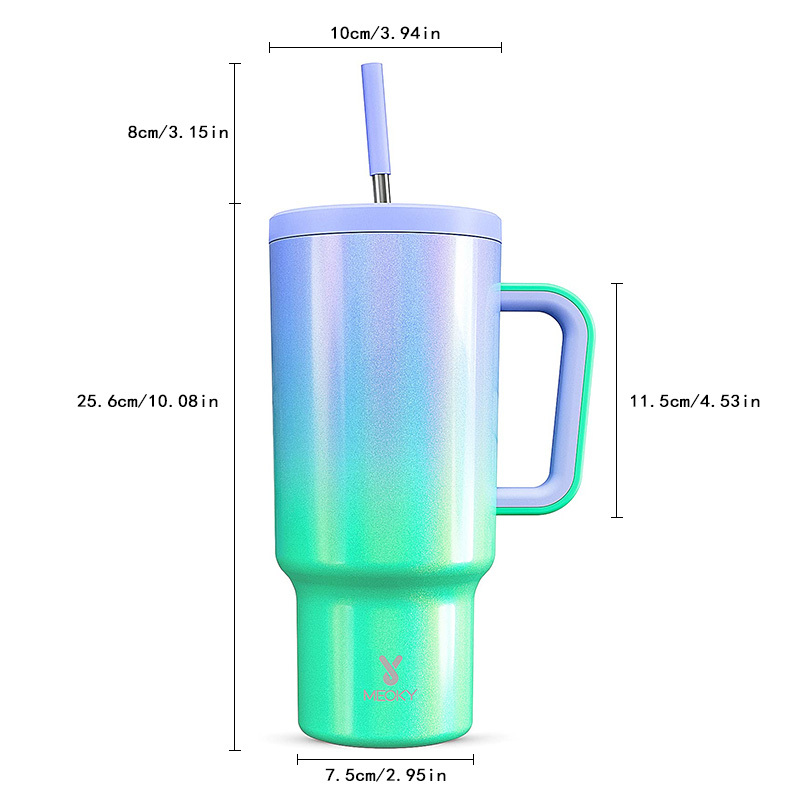 40oz Tumbler With Straw Gradient Collection-green purple