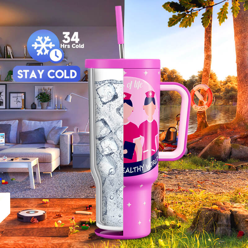 40oz Tumbler With Straw Nurses Day Collection-Pink Bliss
