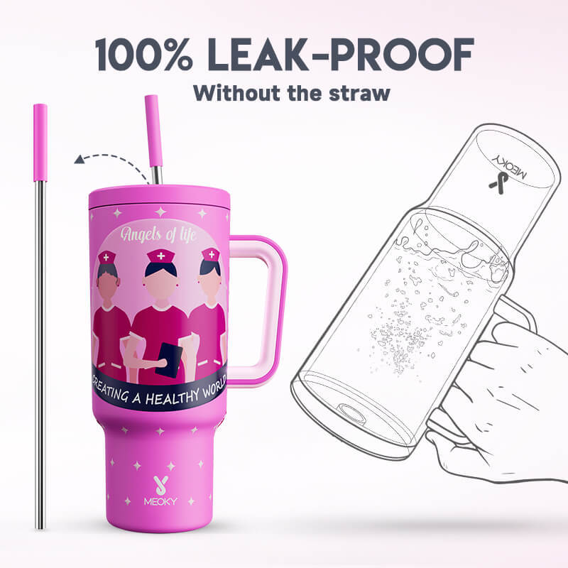 40oz Tumbler With Straw Nurses Day Collection-Pink Bliss