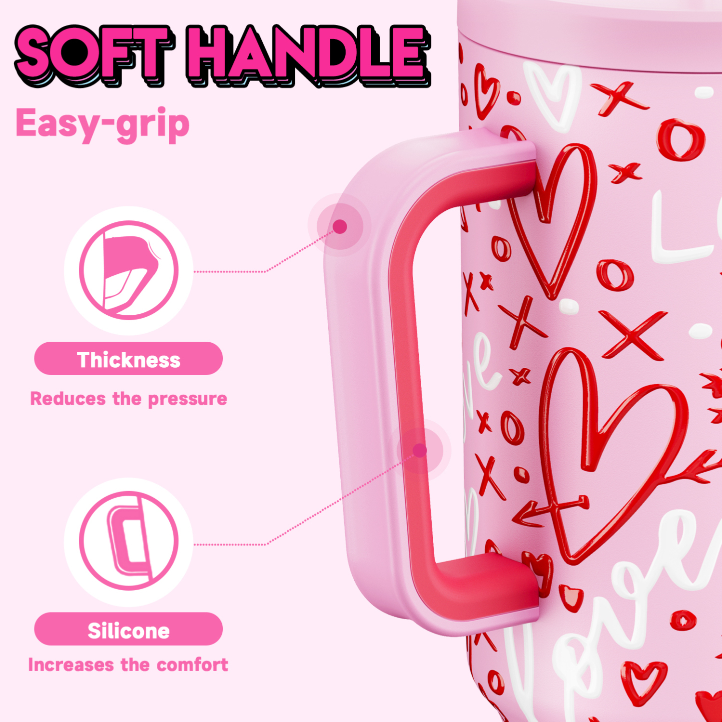 40oz Tumbler With Straw Valentine Collection-Pink Valentine
