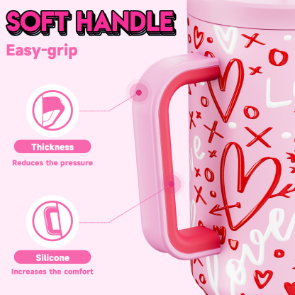 40oz Tumbler With Straw Valentine Collection-Pink Valentine