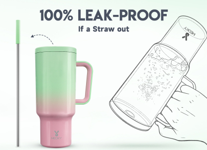 40oz Tumbler With Straw Gradient Collection-red green