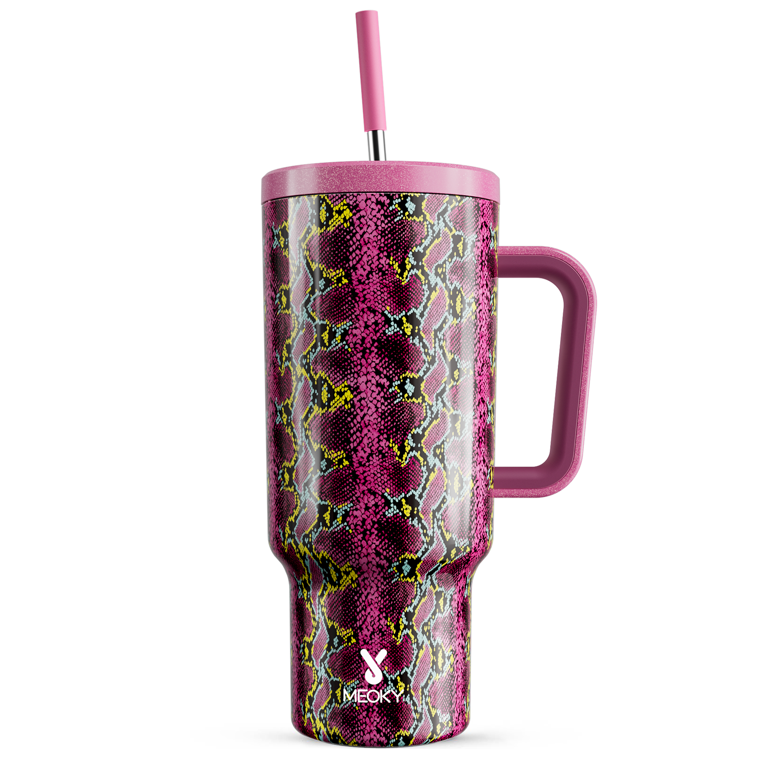 40oz Tumbler With Straw Animal Print Collection-Crimson Cobra