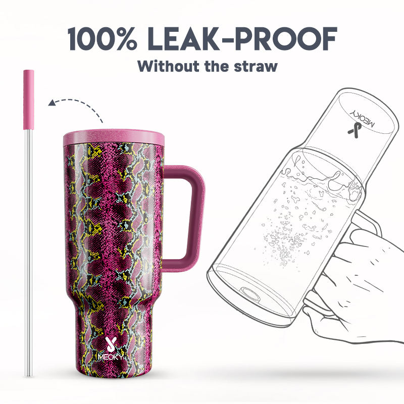 40oz Tumbler With Straw Animal Print Collection-Crimson Cobra