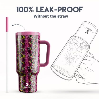 40oz Tumbler With Straw Animal Print Collection-Crimson Cobra