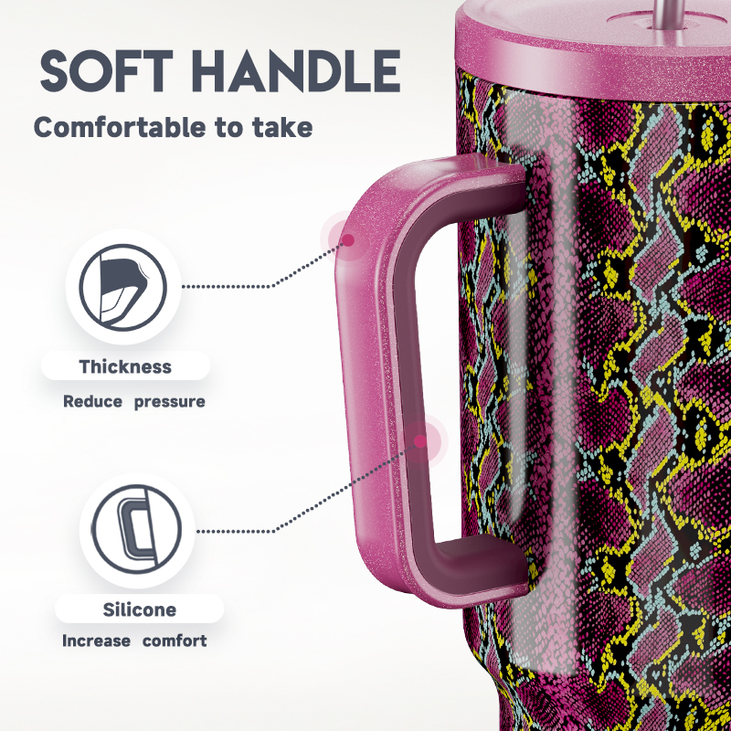 40oz Tumbler With Straw Animal Print Collection-Crimson Cobra