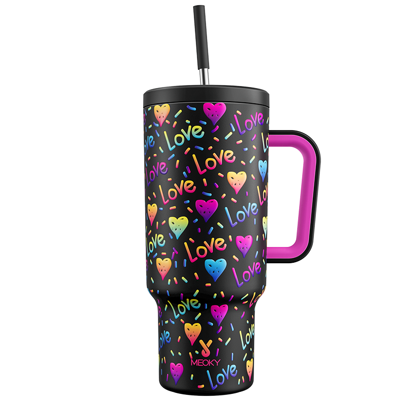 40oz Tumbler With Straw Rainbow Heart Collection-Color Heart