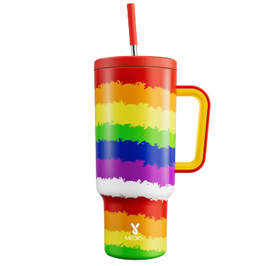 40oz Tumbler With Straw Rainbow Heart Collection-Rainbow