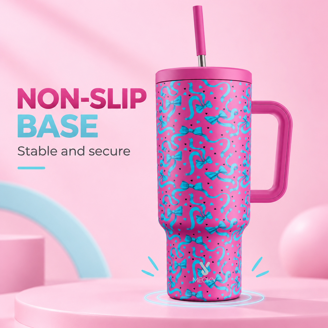 MEOKY 40oz Pink Bow Tumbler
