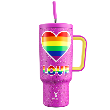 40oz Tumbler With Straw Rainbow Heart Collection-Rainbow Heart