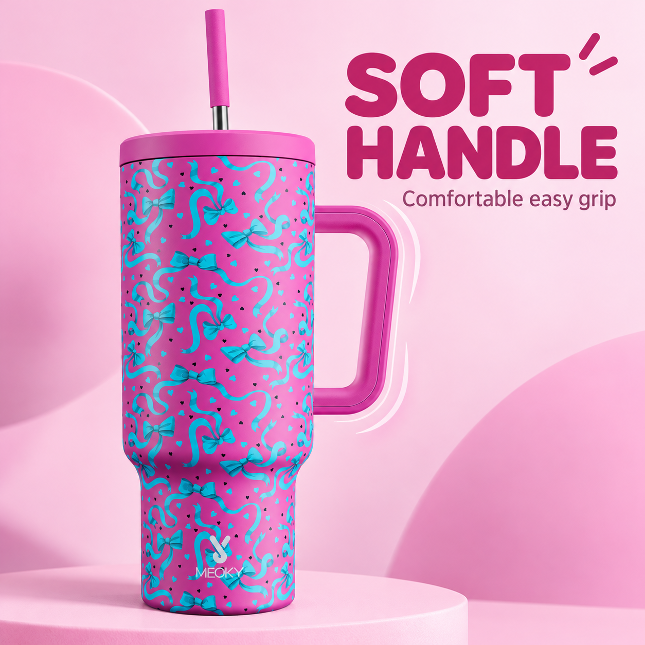 MEOKY 40oz Pink Bow Tumbler