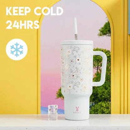 MEOKY 40oz Sunlight-Activated Color-Changing Floral Tumbler