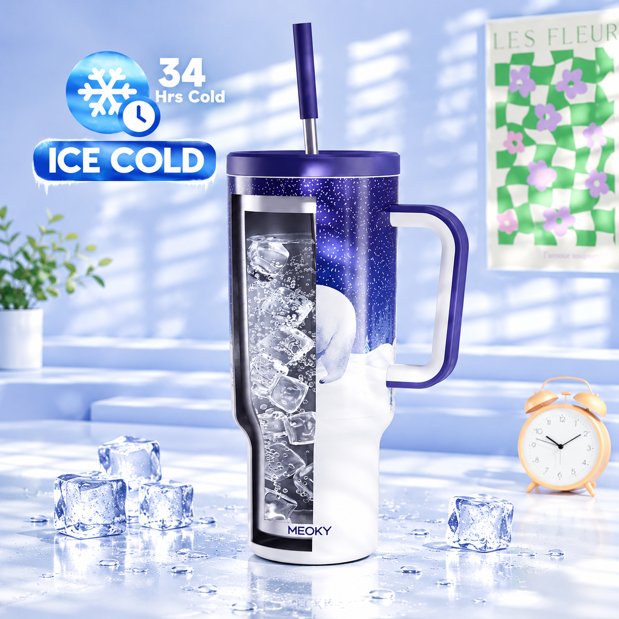 MEOKY 40oz Arctic Polar Bear Tumbler