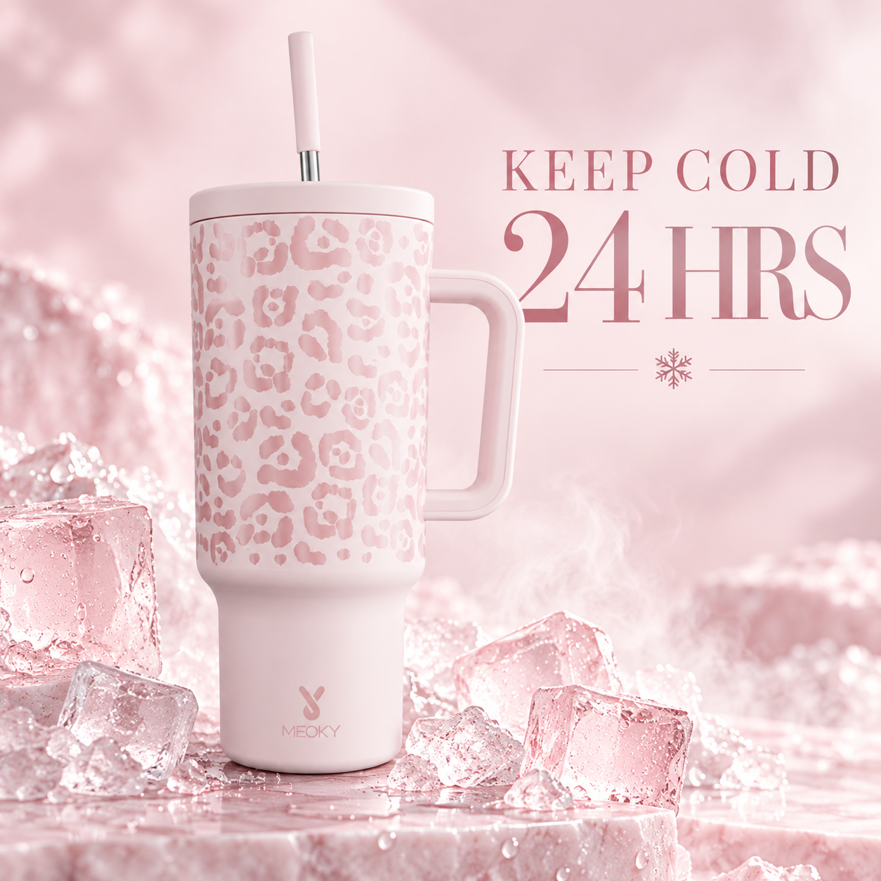 Meoky Pink Leopard Print 40oz Tumbler