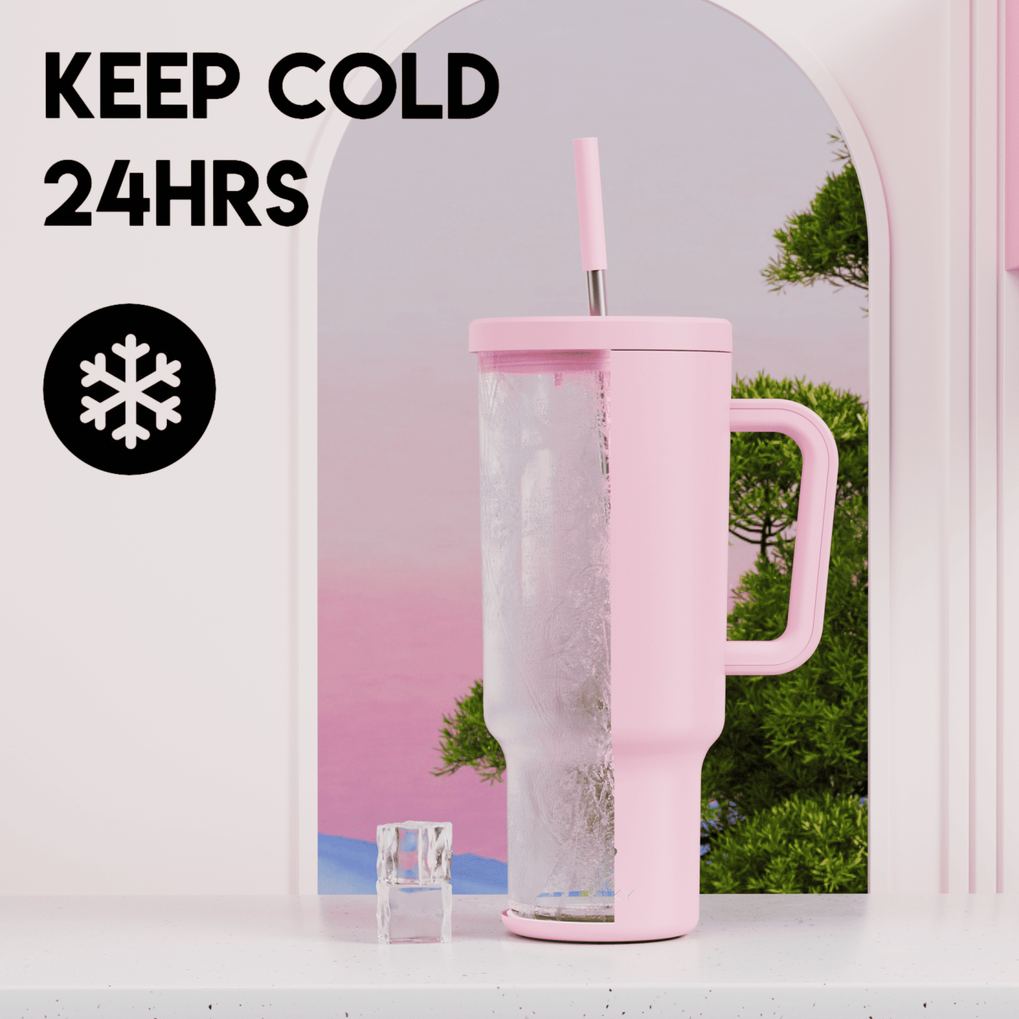 40oz Tumbler With Straw Monochrome Collection-Pale Pink