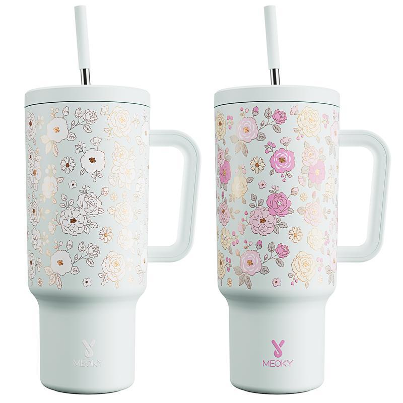 MEOKY 40oz Sunlight-Activated Color-Changing Floral Tumbler