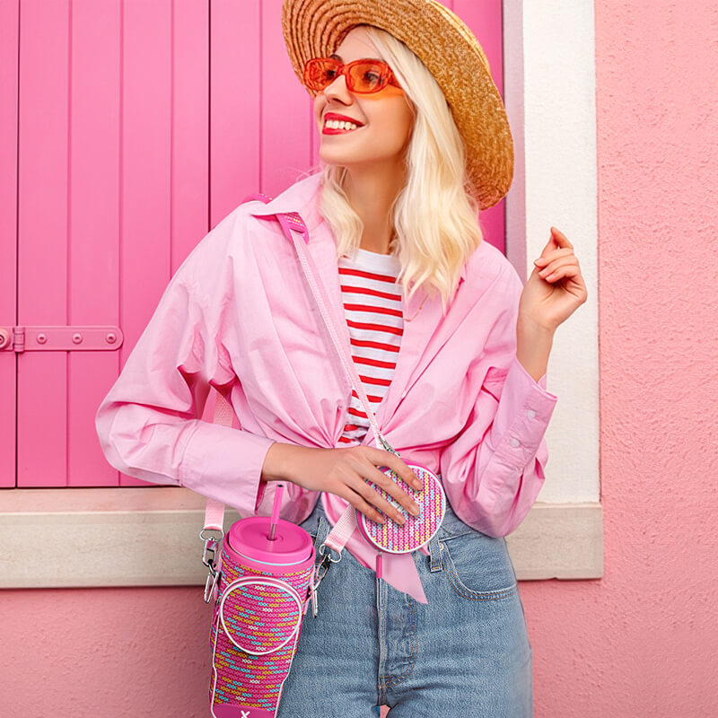 tumbler cup bag pink x