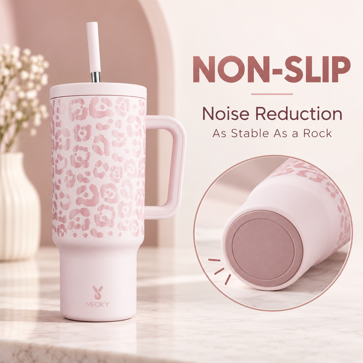 Meoky Pink Leopard Print 40oz Tumbler