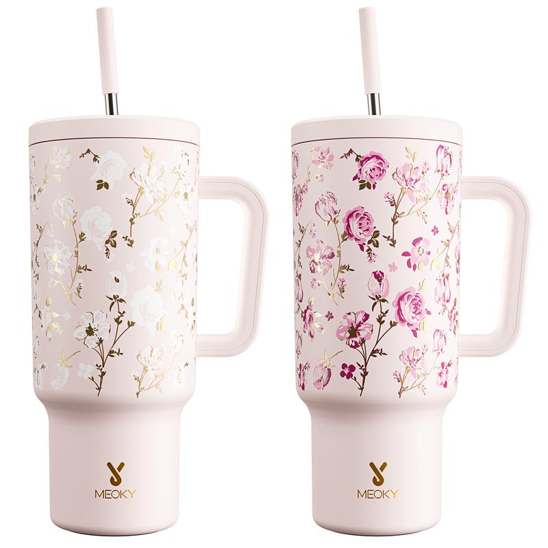 MEOKY 40oz Sunlight-Activated Color-Changing Floral Tumbler