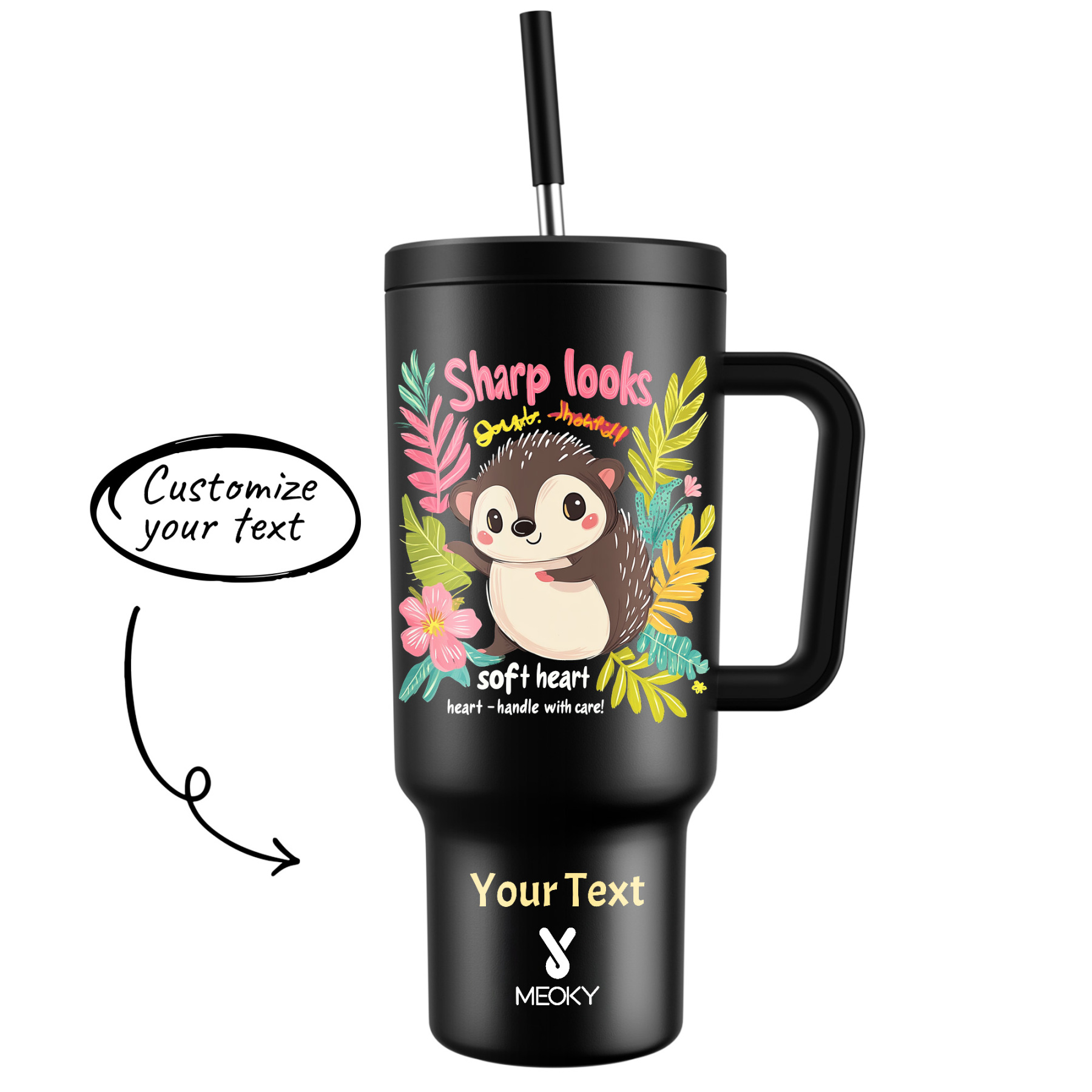 40oz Tumbler With Straw Customized - Cartoon Animals Collection - Gifts for yourself, family, friends, lovers!