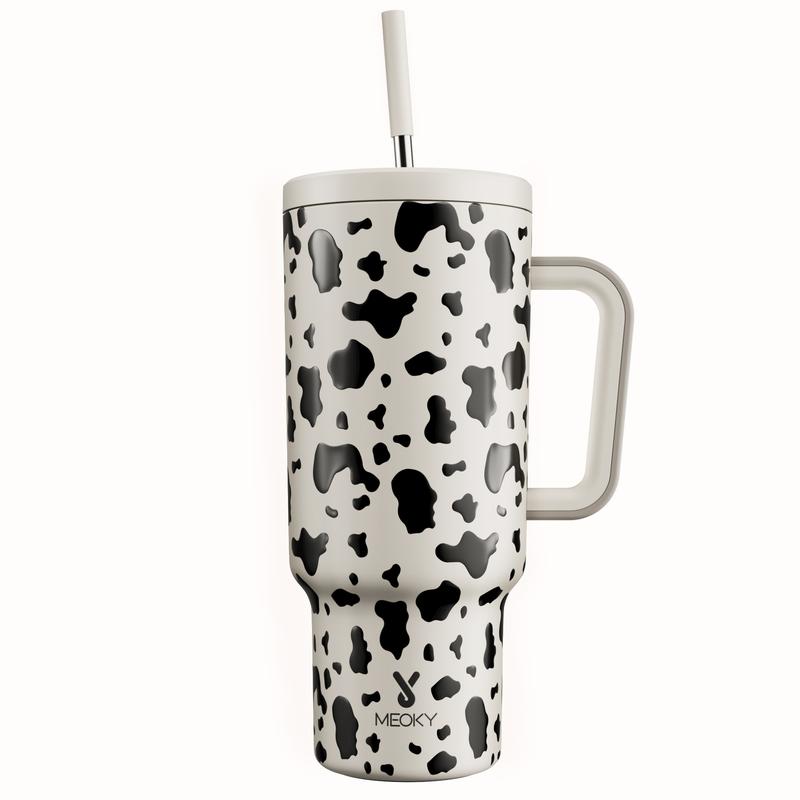 Meoky 40oz Cute Panda Print Insulated Tumbler with Handle & Straw