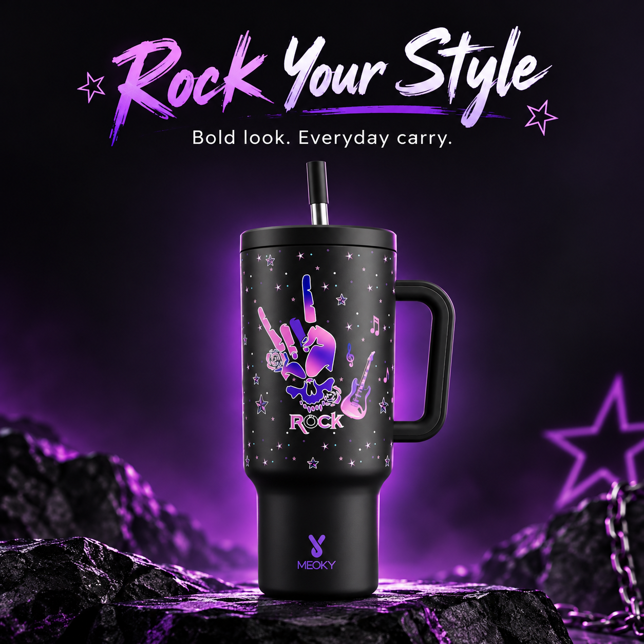 MEOKY 40oz Rock & Roll Tumbler