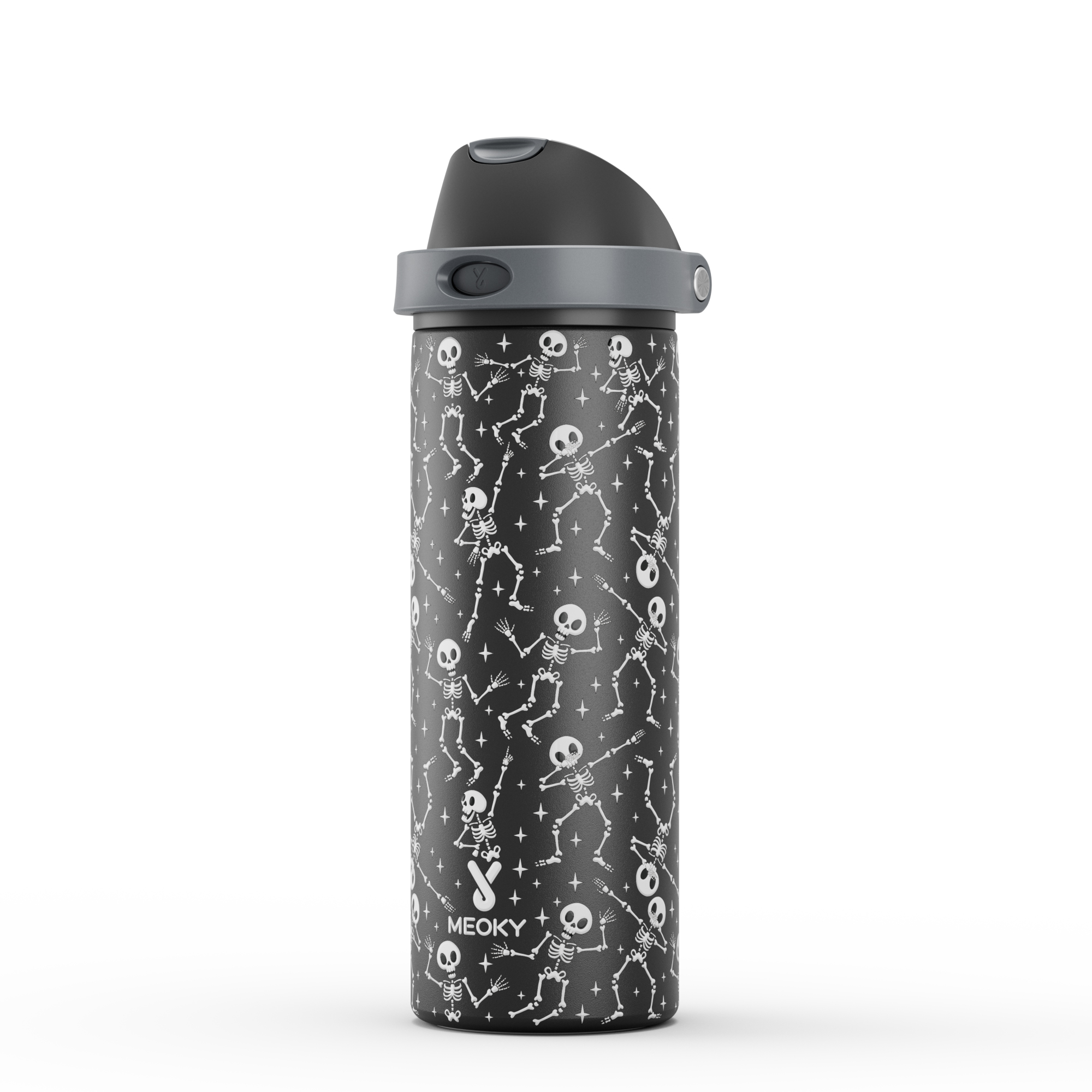 24oz Dual Spout Bounce Water Bottle Halloween Skeleton Party