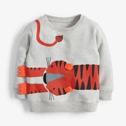 Toddler/Kid Boy Cartoon Tiger Print Long-Sleeved Sweatshirt