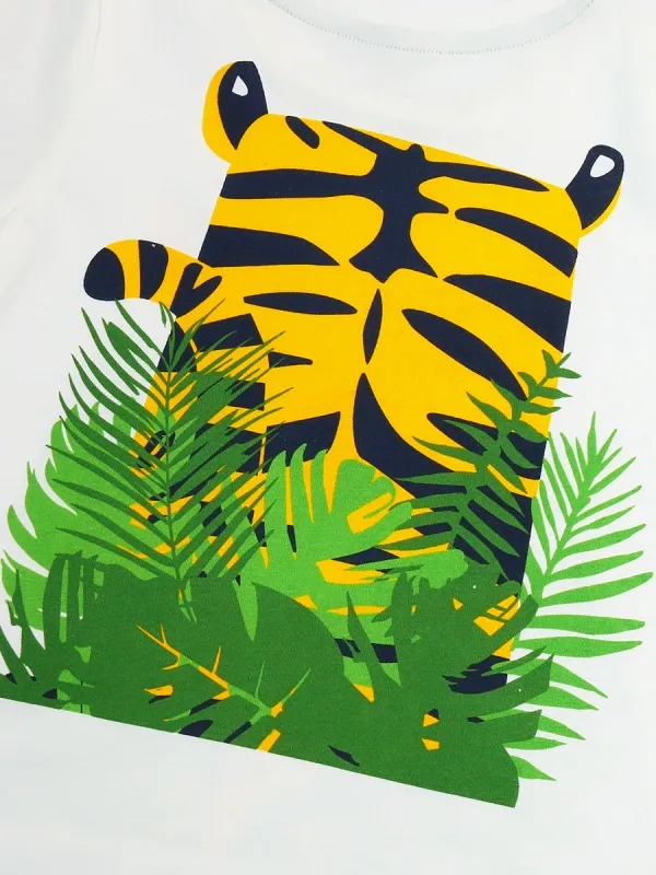 2-11Y Boys Attractive Tiger Print Short-Sleeve Tee and Shorts Set