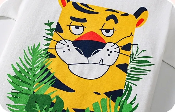 2-11Y Boys Attractive Tiger Print Short-Sleeve Tee and Shorts Set