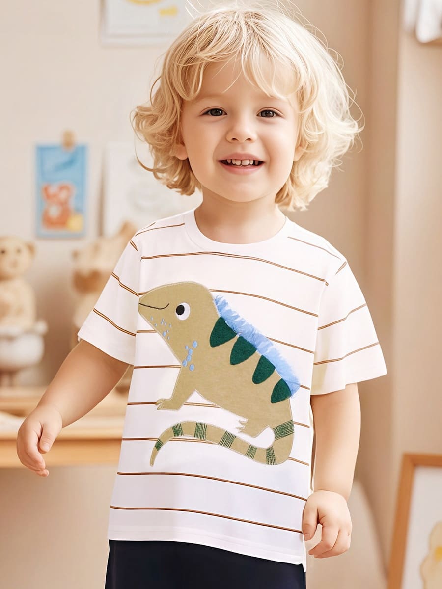 Little Maven Boys colorful lizard pattern T-shirt