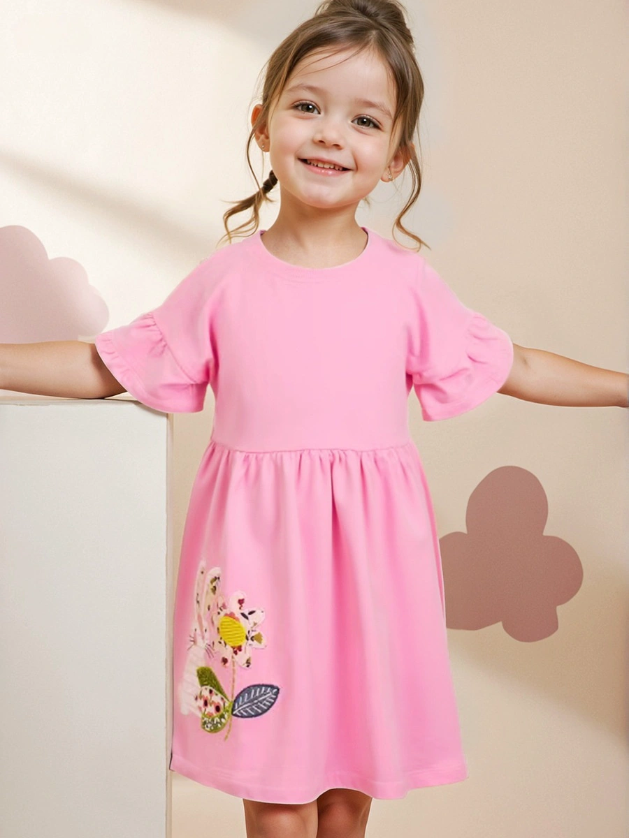 Little Maven Girls floral embroidered cotton dres